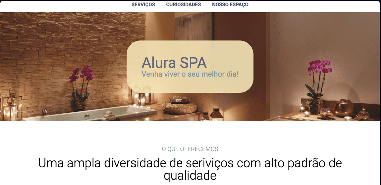 previa do projeto Alura Spa