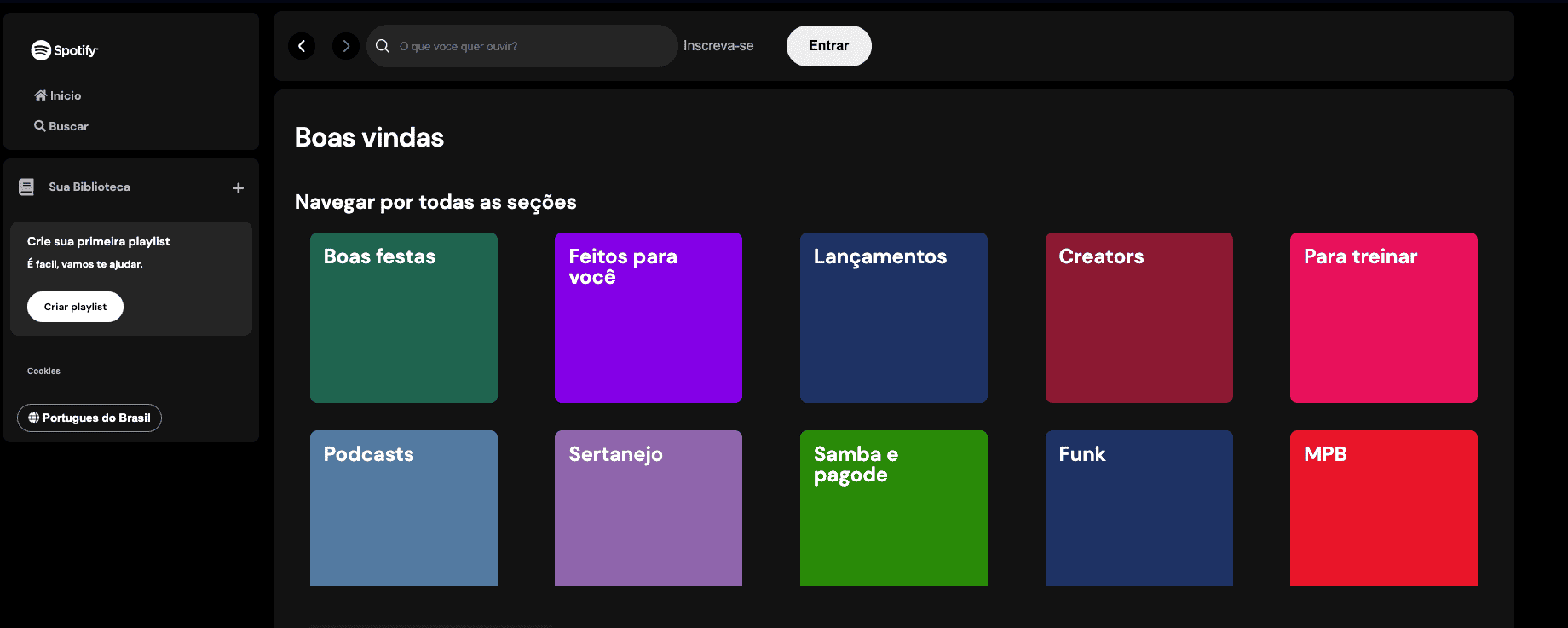 previa do projeto Fake Spotify